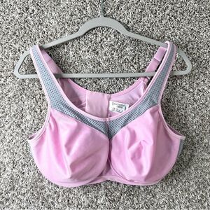Glamorise Sports Bra in Size 42C High Impact Pink and Gray Underwire